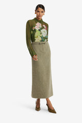Saskia Wool Maxi Skirt - Olive Skirts