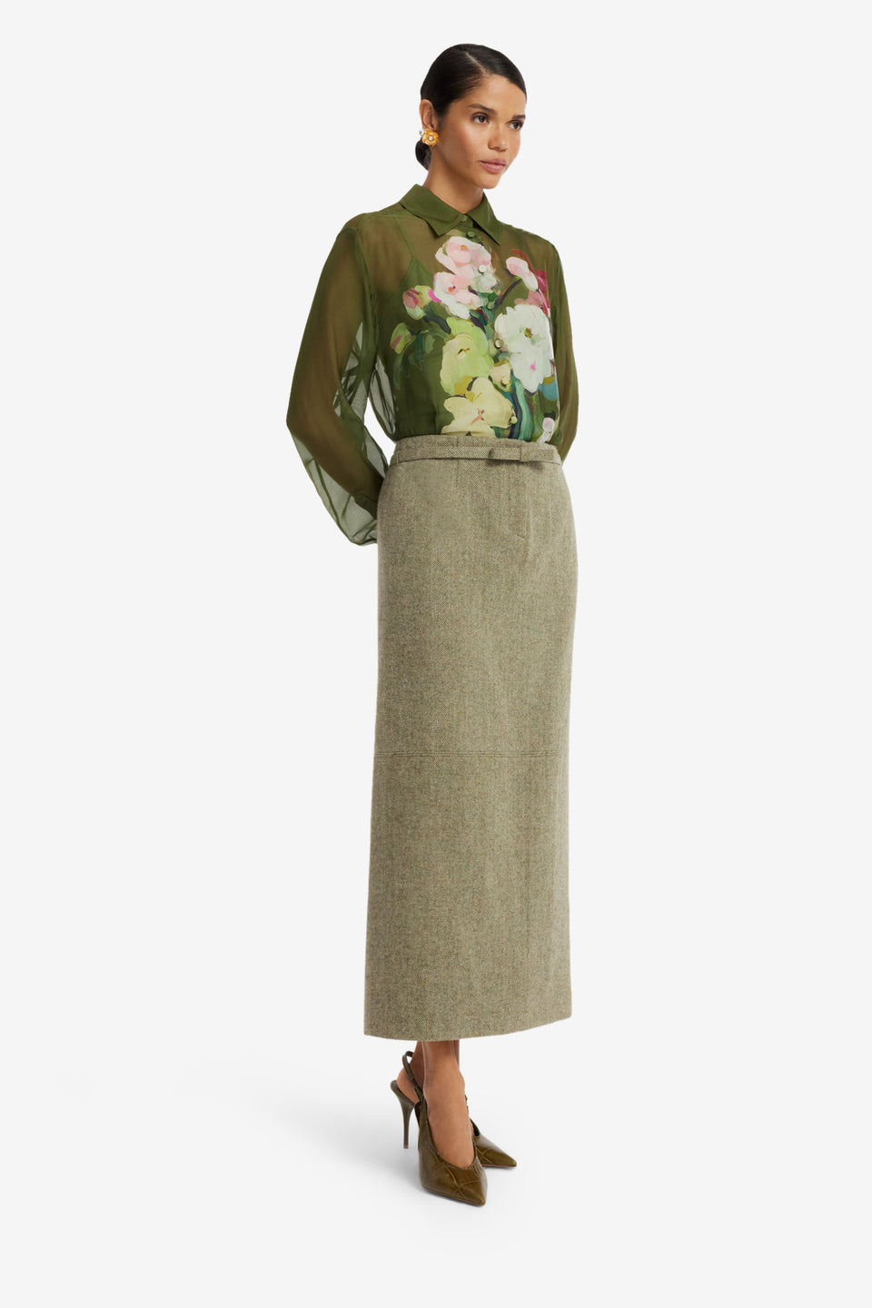 Saskia Wool Maxi Skirt - Olive Skirts