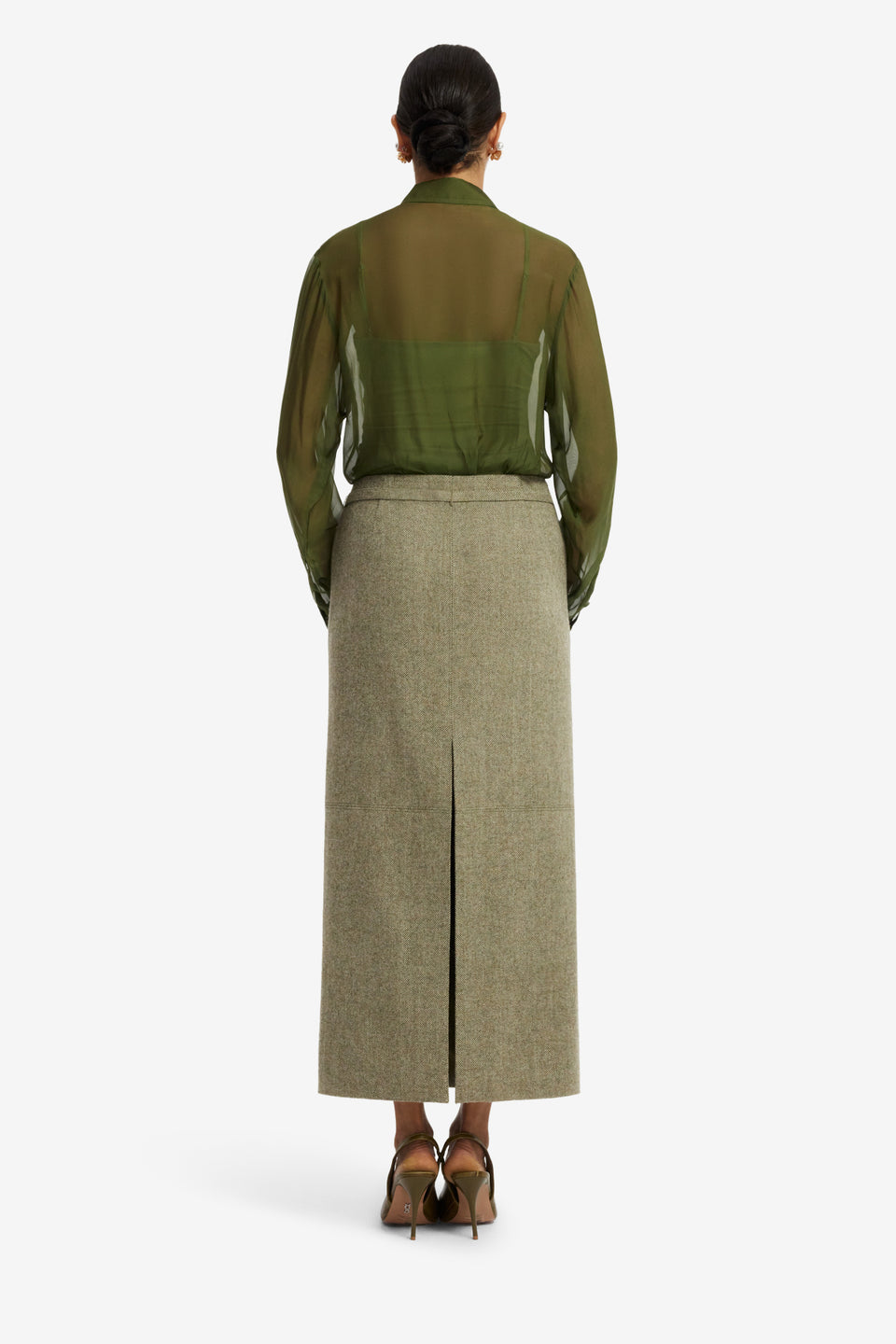 Cassia Shirt - Reverie Print in Olive Blouse/Shirts