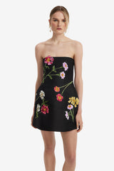 Roselle Embellished Bustier Mini Dress - Meadow Mist in Ebony Dress Mini