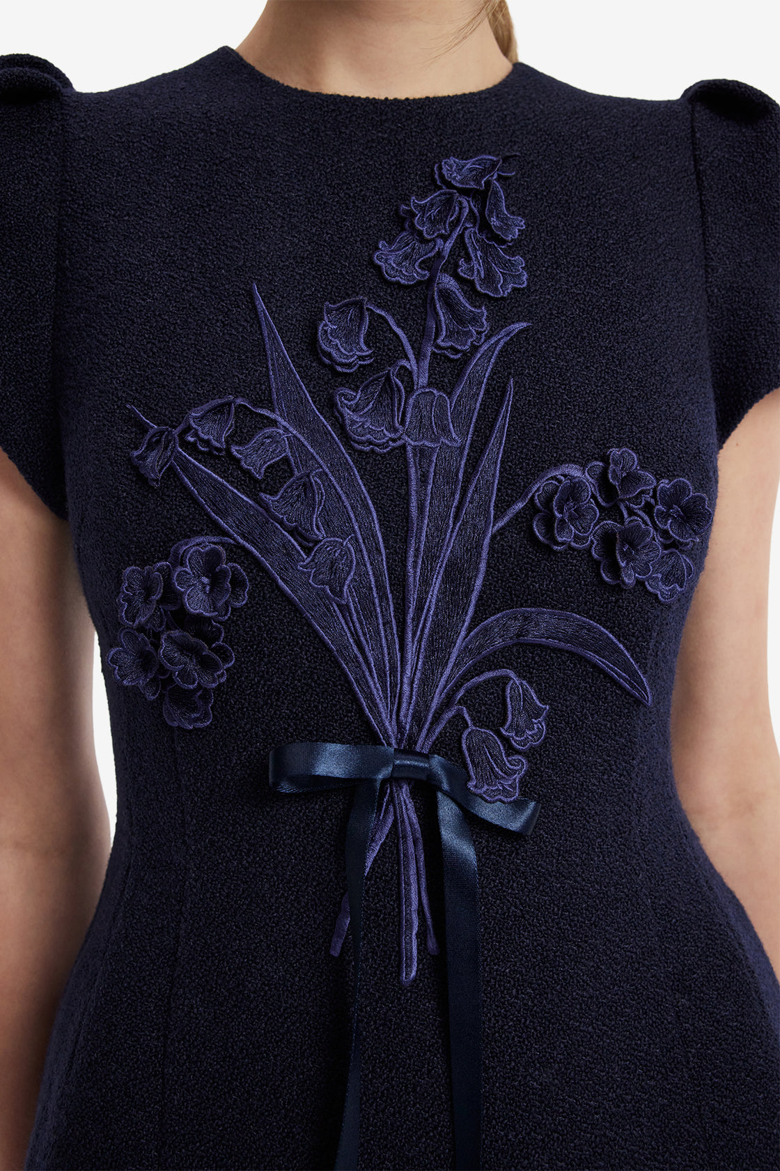 Carina Applique Tweed Mini Dress - Midnight Dress Mini
