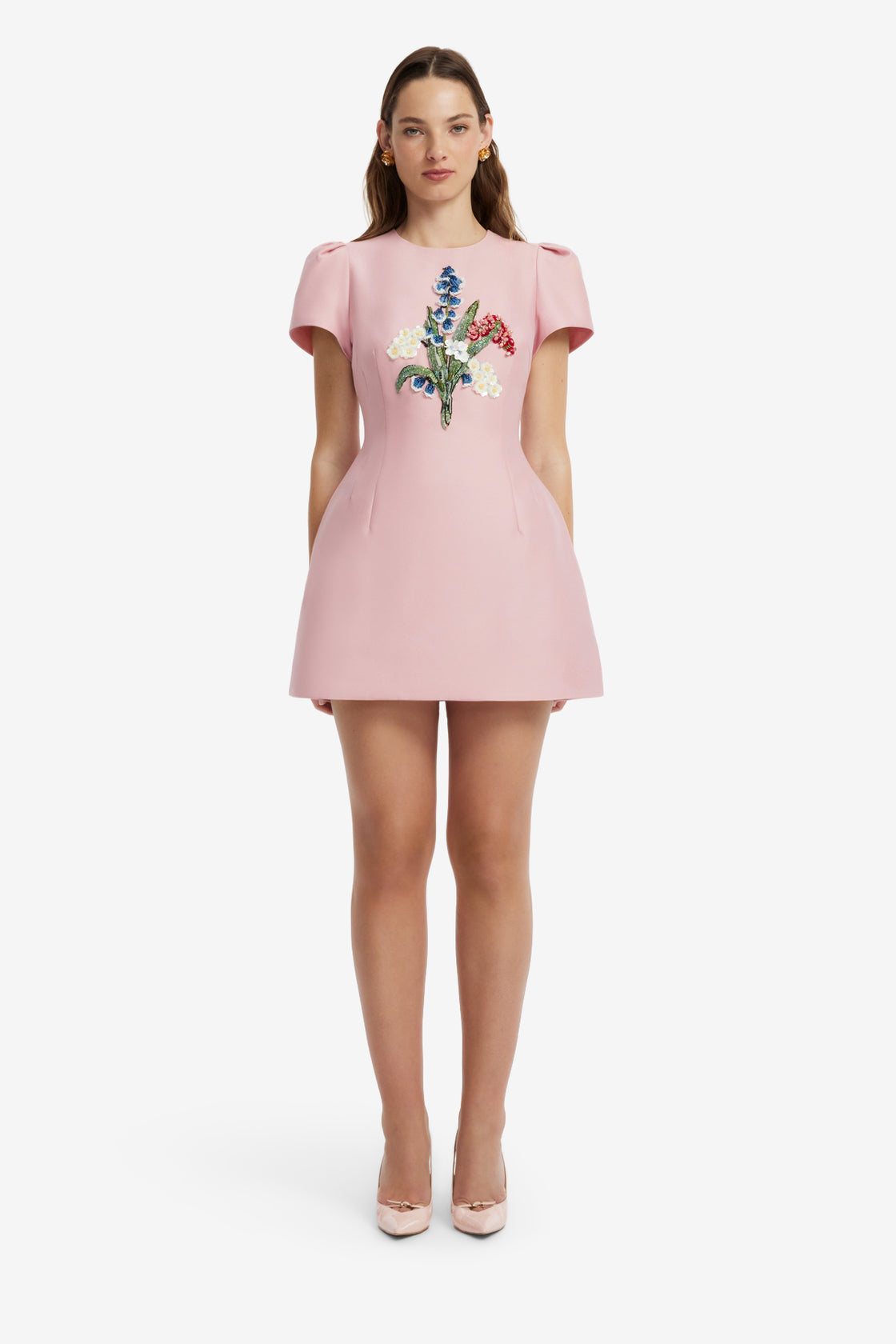Carina Embellished Mini Dress - Rose Dress Mini