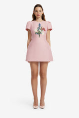Carina Embellished Mini Dress - Rose Dress Mini