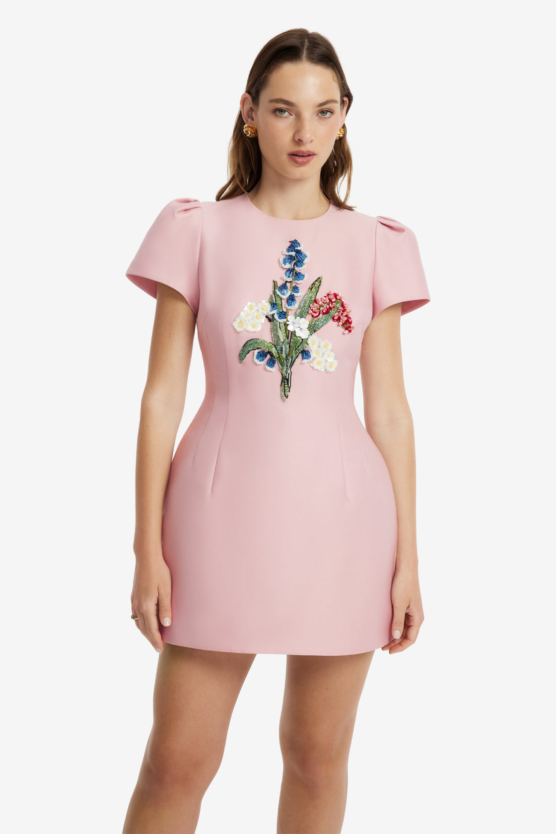 Carina Embellished Mini Dress - Rose Dress Mini
