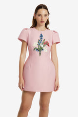 Carina Embellished Mini Dress - Rose Dress Mini