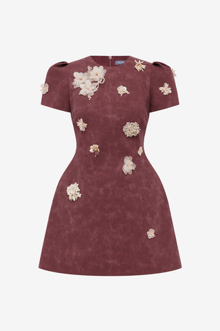 Carina Embellished Vegan Suede Mini Dress - Mahogany Dress Mini