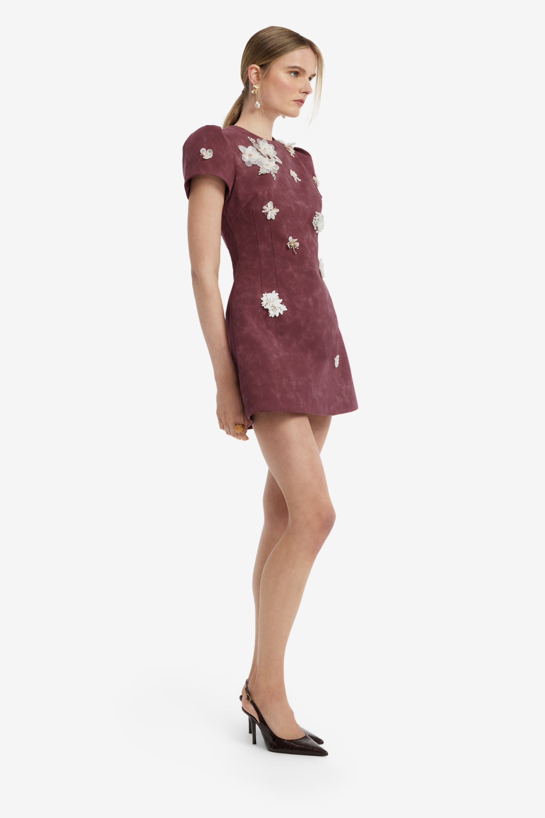 Carina Embellished Vegan Suede Mini Dress - Mahogany Dress Mini