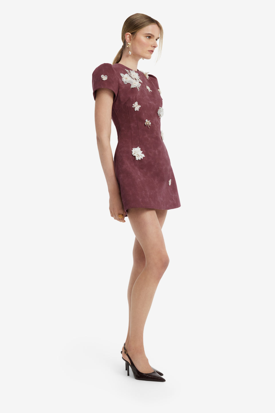 Carina Embellished Vegan Suede Mini Dress - Mahogany Dress Mini