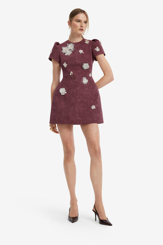 Carina Embellished Vegan Suede Mini Dress - Mahogany Dress Mini