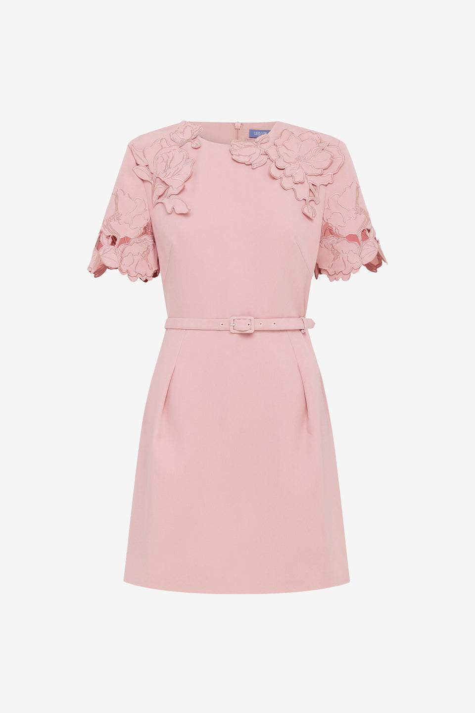 Aurelie Applique Short Sleeve Mini Dress - Rose Dress Mini