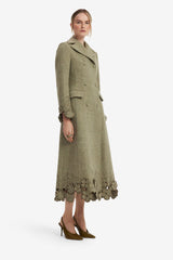 Elara Applique Wool Coat - Olive Coats