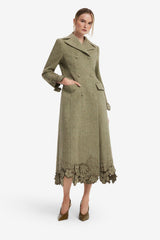 Elara Applique Wool Coat - Olive Coats