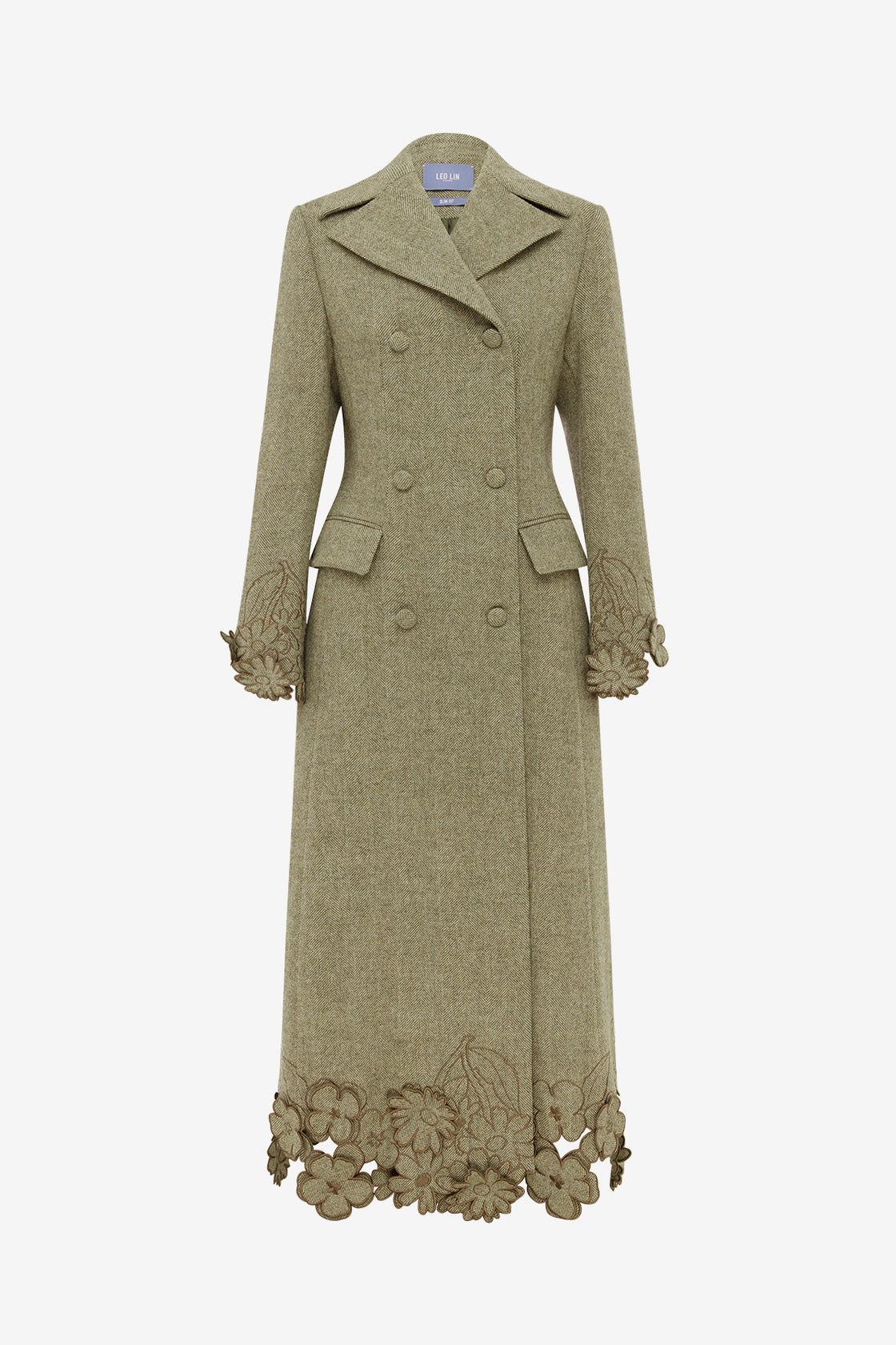Elara Applique Wool Coat - Olive Coats