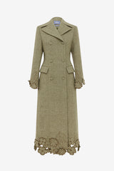 Elara Applique Wool Coat - Olive Coats