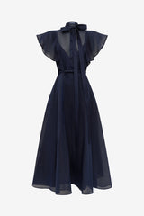 Elsie Flutter Sleeve Midi Dress - Midnight Dress Midi