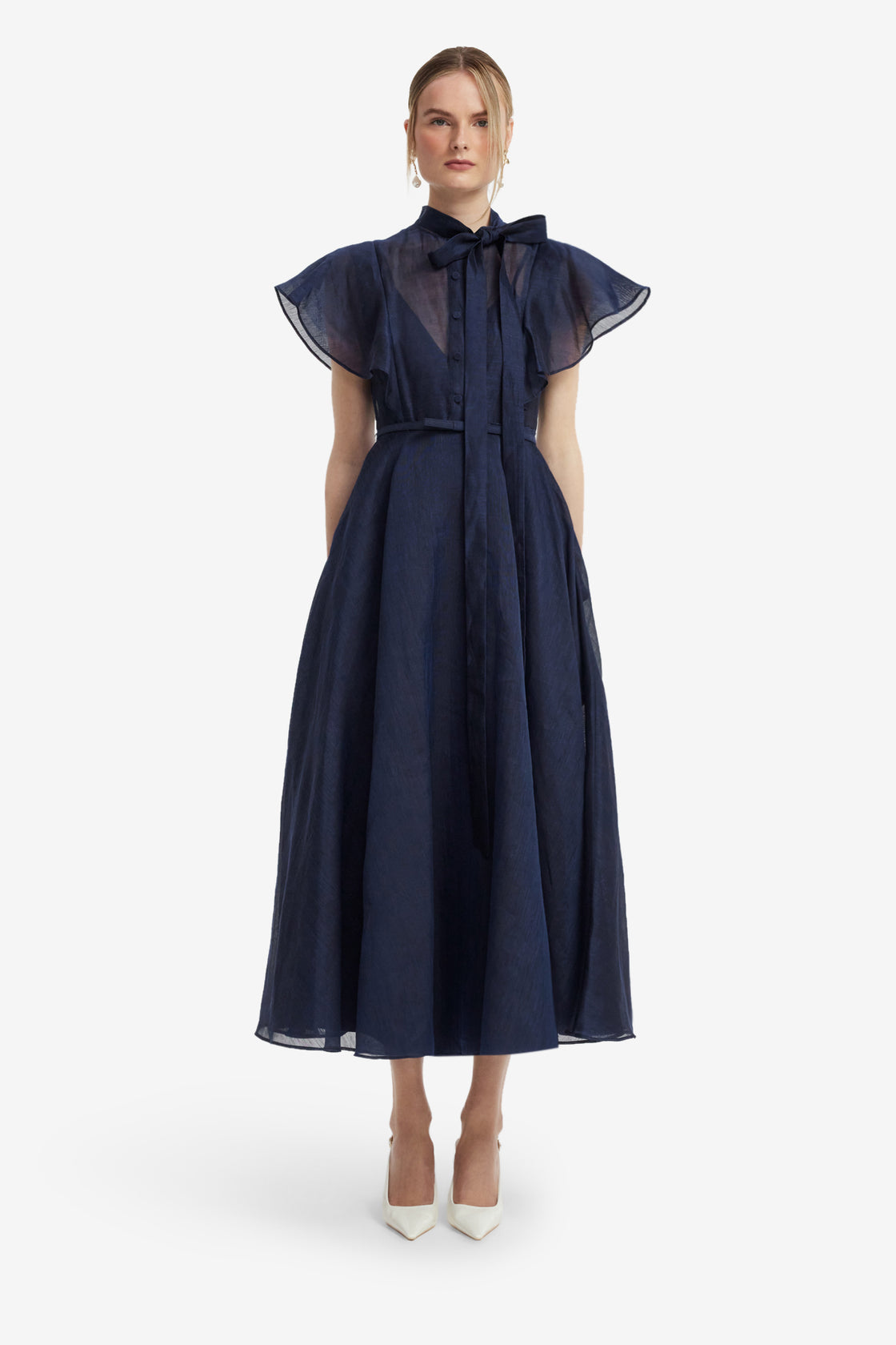 Elsie Flutter Sleeve Midi Dress - Midnight Dress Midi