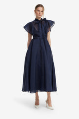 Elsie Flutter Sleeve Midi Dress - Midnight Dress Midi