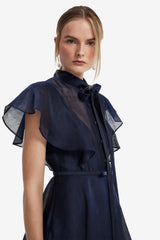 Elsie Flutter Sleeve Midi Dress - Midnight Dress Midi