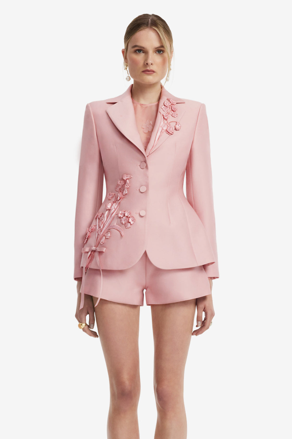 Lisa Applique Fitted Blazer - Rose Blazer
