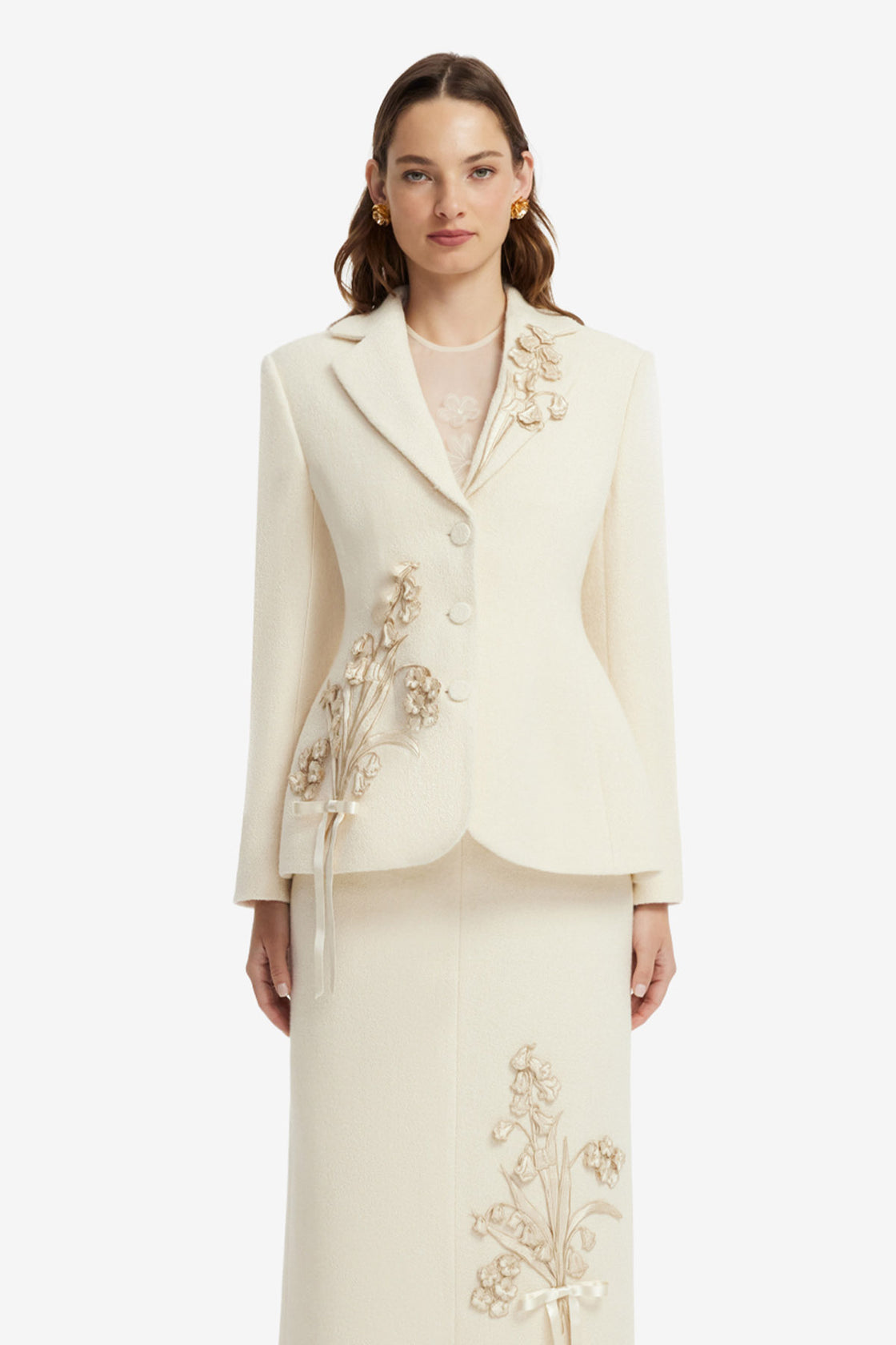 Lisa Applique Tweed Fitted Blazer - Snow Blazer