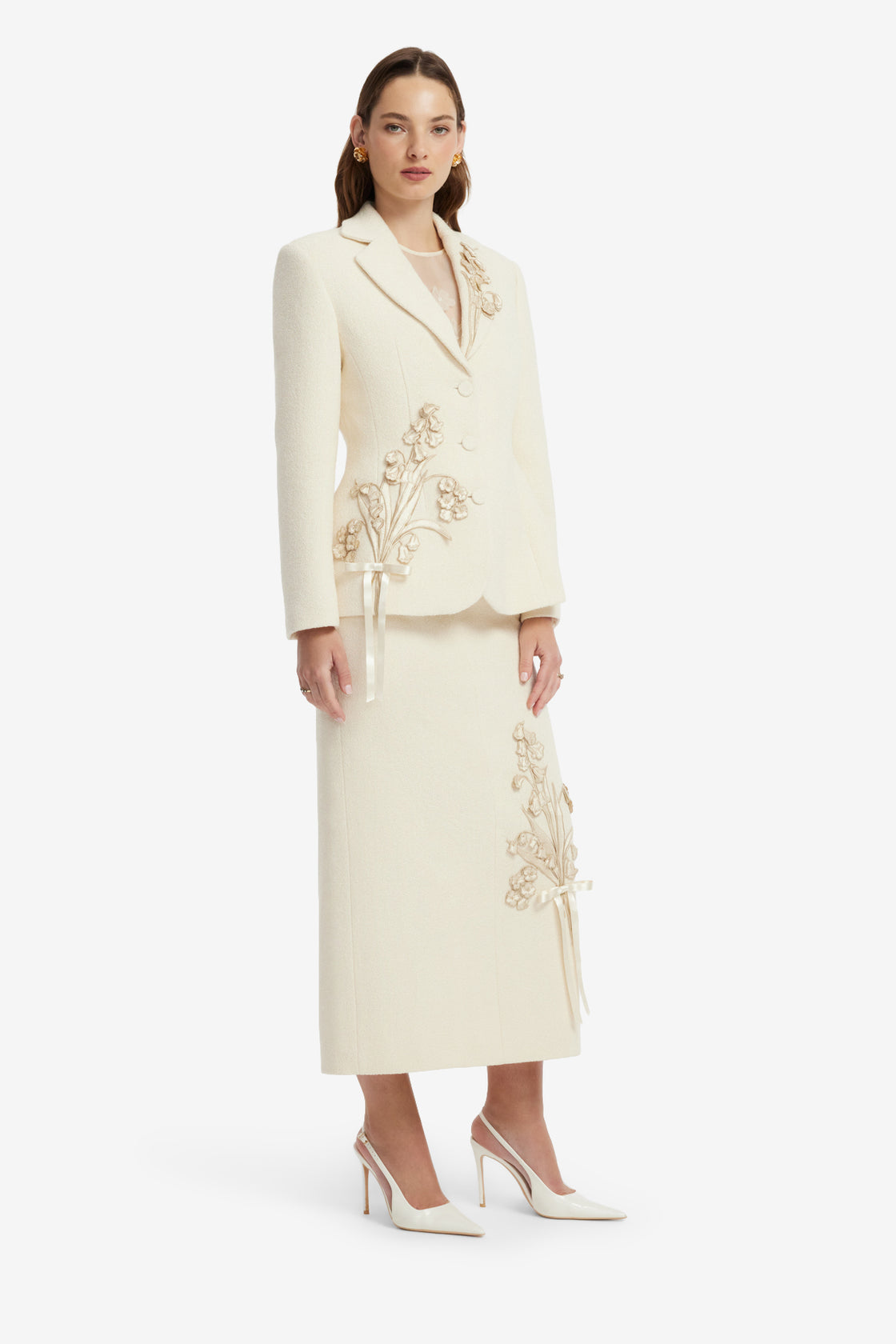 Lisa Applique Tweed Fitted Blazer - Snow Blazer