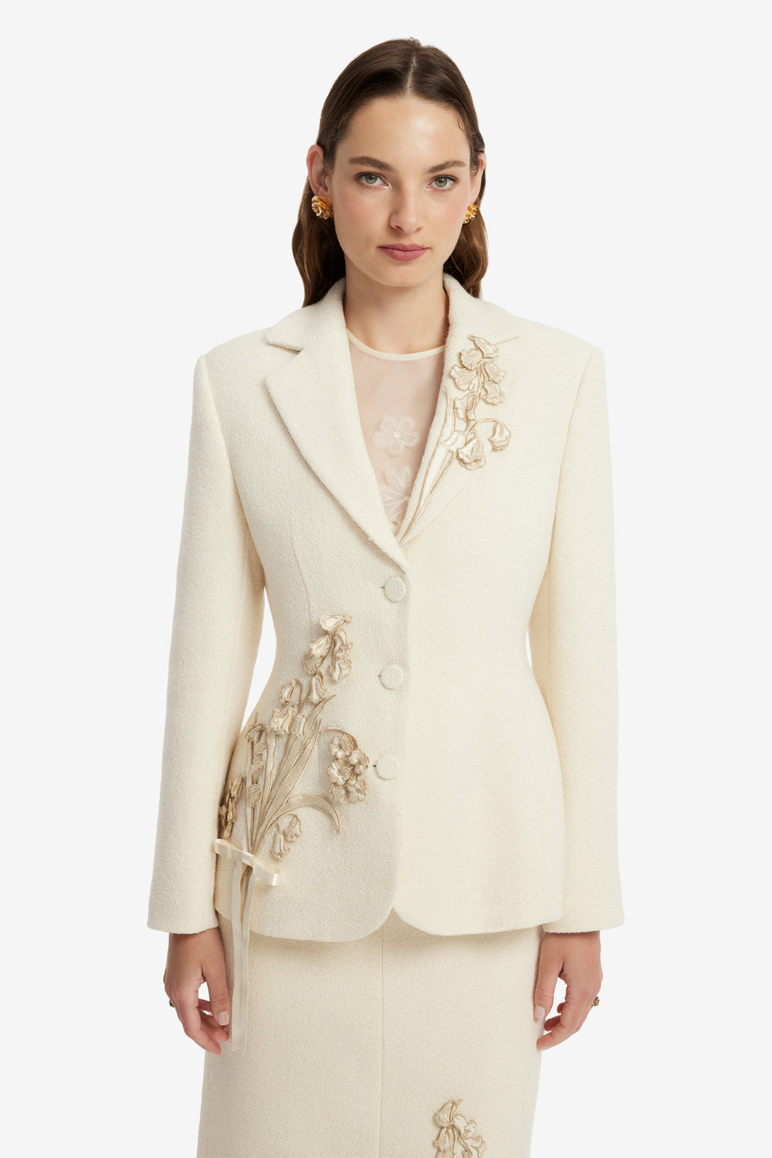 Lisa Applique Tweed Fitted Blazer - Snow Blazer