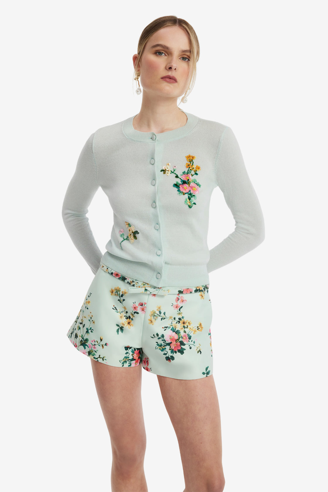 Olivianne Shorts - Posy Print in Mint Shorts