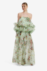 Juno Pleated Pants - Posy Print in Mint Pants