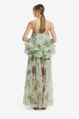 Juno Pleated Pants - Posy Print in Mint Pants