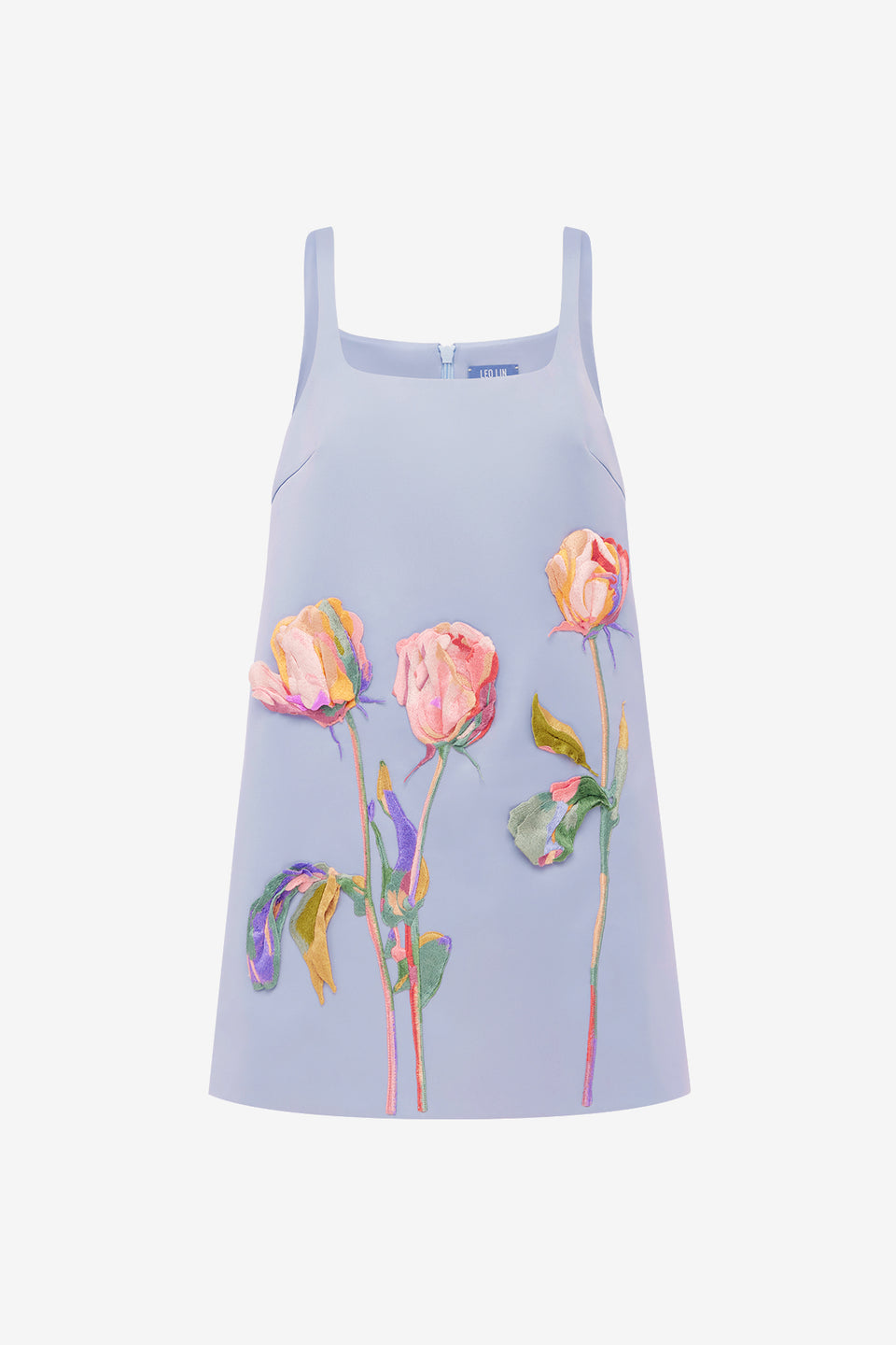 Mila Embroidered Mini Dress - Rose in Periwinkle Dress Mini