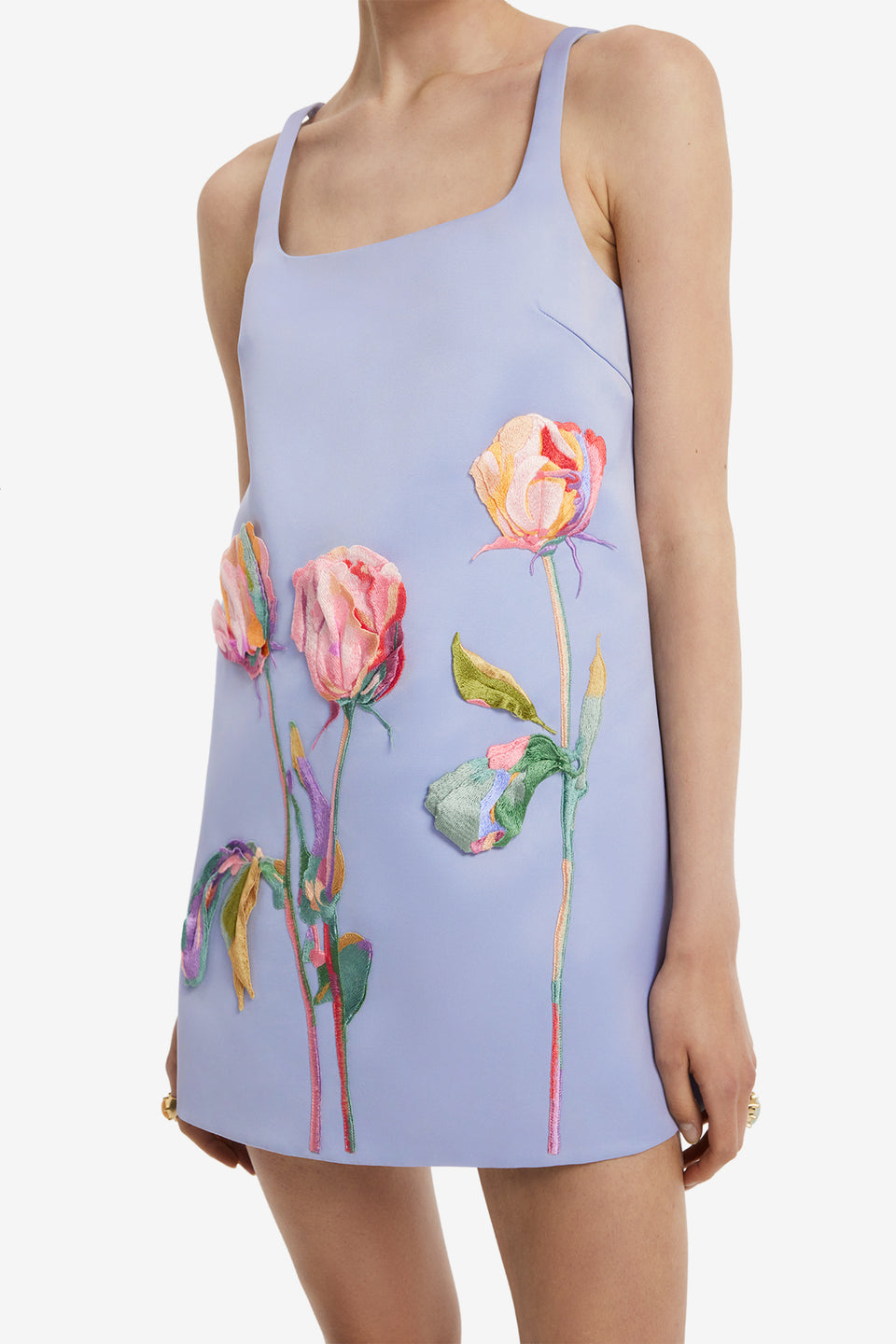 Mila Embroidered Mini Dress - Rose in Periwinkle Dress Mini