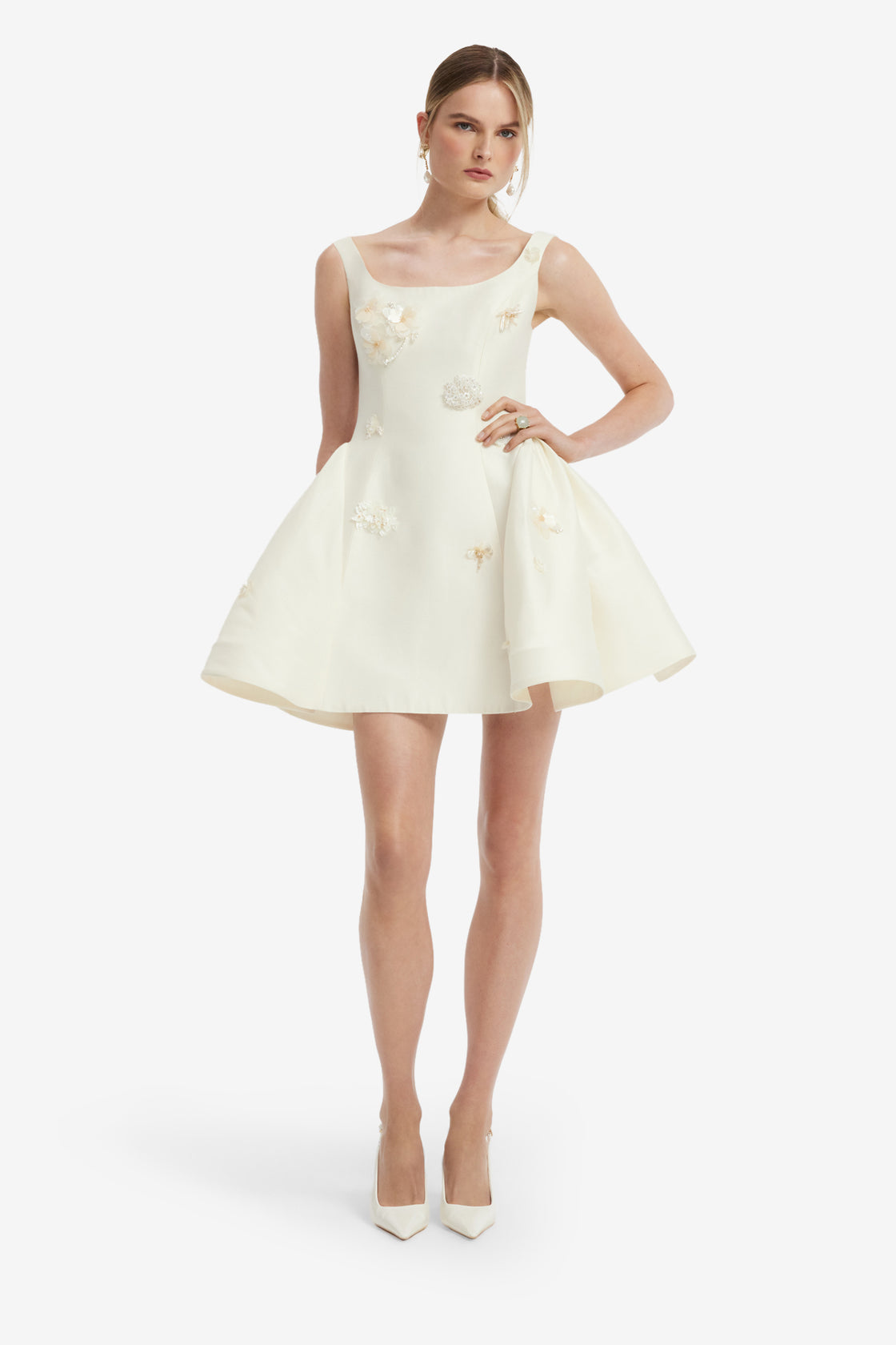 Zaya Embellished Mini Dress - Snow Dress Mini