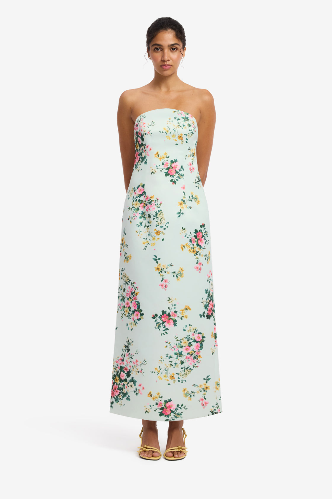 Ava Bustier Maxi Dress - Posy Print in Mint Dress Maxi