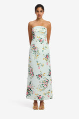 Ava Bustier Maxi Dress - Posy Print in Mint Dress Maxi