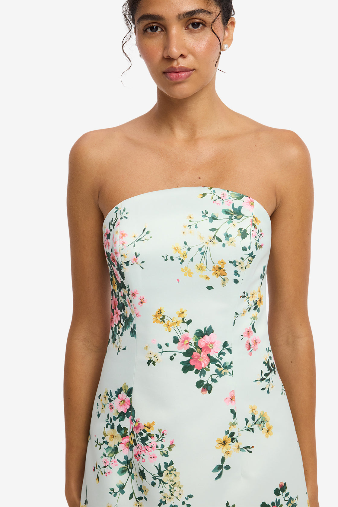 Ava Bustier Maxi Dress - Posy Print in Mint Dress Maxi