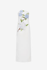 Rayna Applique Floral Maxi Dress - Hydrangea Print in Snow Dress Maxi