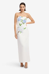 Rayna Applique Floral Maxi Dress - Hydrangea Print in Snow Dress Maxi