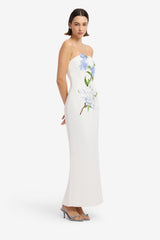 Rayna Applique Floral Maxi Dress - Hydrangea Print in Snow Dress Maxi