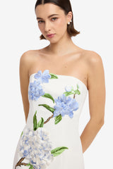 Rayna Applique Floral Maxi Dress - Hydrangea Print in Snow Dress Maxi