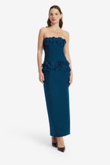 Rayna Applique Bustier Maxi Dress - Teal Dress Maxi