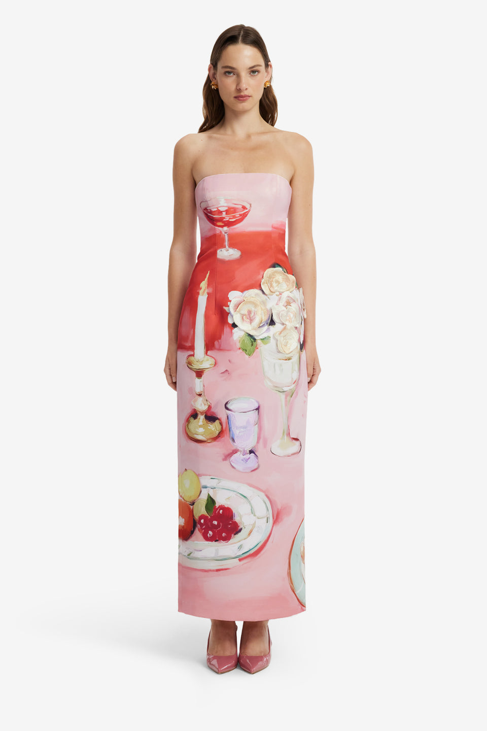 Rayna Embroidered Bustier Maxi Dress - Aperitivo Print Dress Maxi