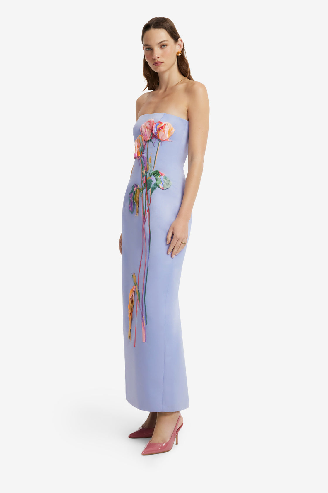 Rayna Embroidered Bustier Maxi Dress - Rose in Periwinkle Dress Maxi