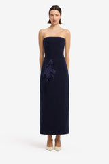 Rayna Appliqué Bustier Tweed Maxi Dress - Midnight Dress Maxi