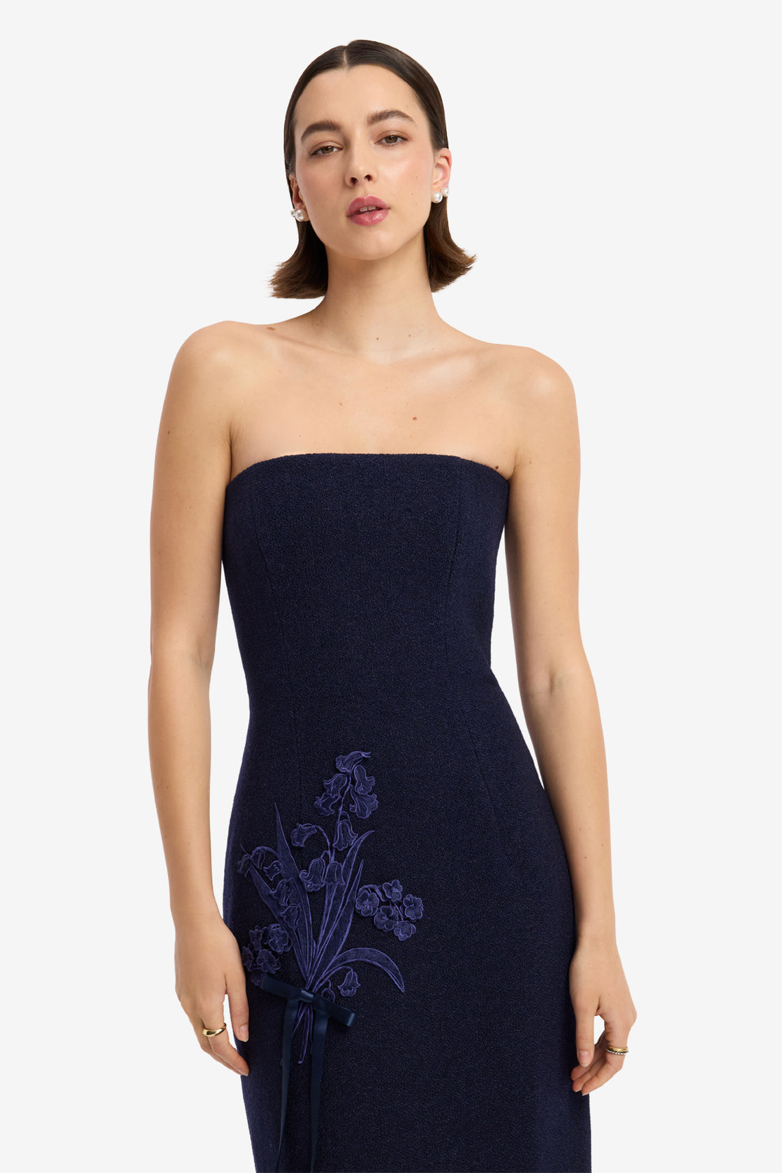 Rayna Appliqué Bustier Tweed Maxi Dress - Midnight Dress Maxi