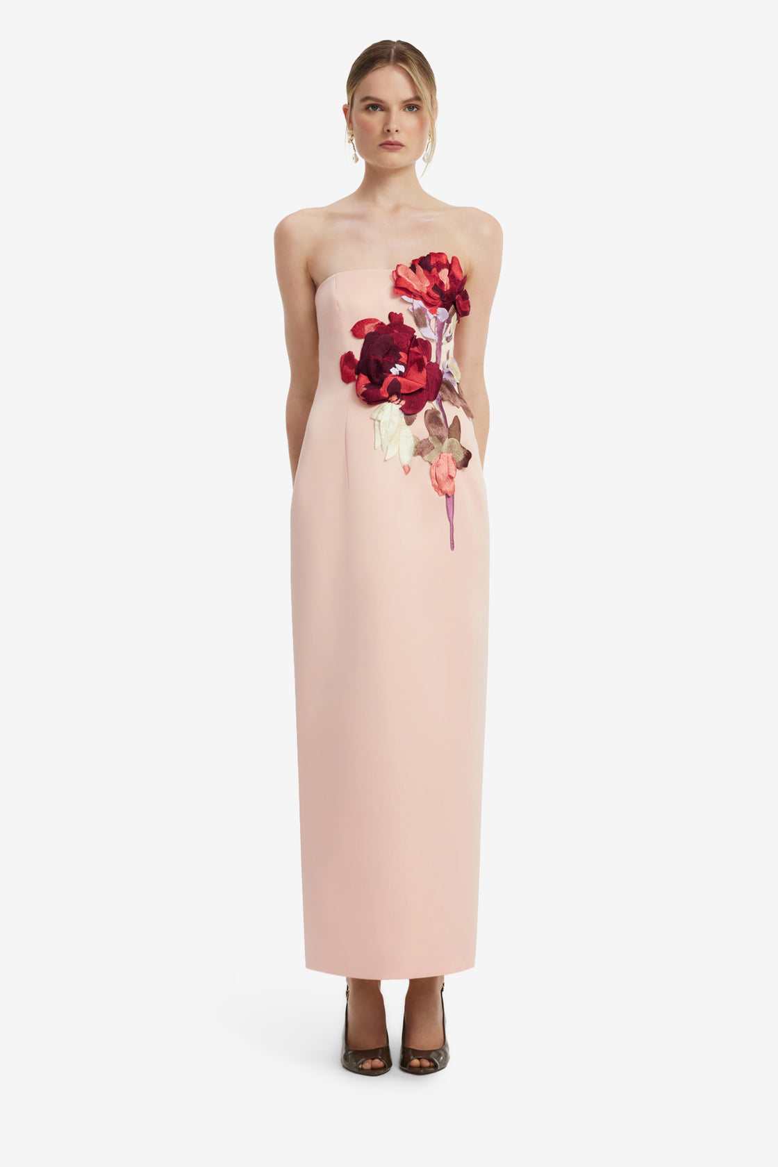 Rayna Embroidered Bustier Maxi Dress - Reverie Print in Nectar Dress Maxi