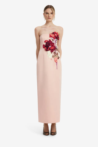 Rayna Embroidered Bustier Maxi Dress - Reverie Print in Nectar Dress Maxi