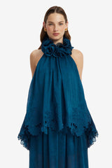 Aster Applique Halterneck Top - Teal Tops