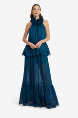 Floria Applique Maxi Skirt - Teal Skirts