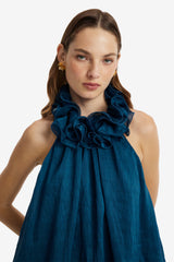 Aster Applique Halterneck Top - Teal Tops