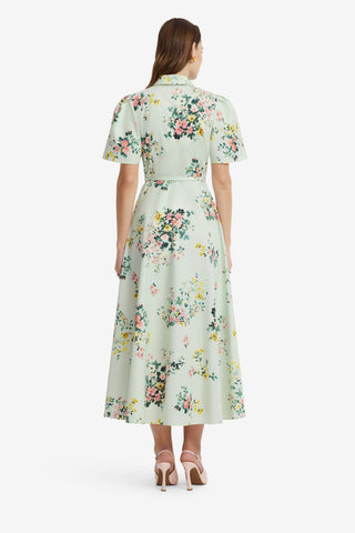 Bianca Short Sleeve Midi Dress - Posy Print in Mint Dress Midi